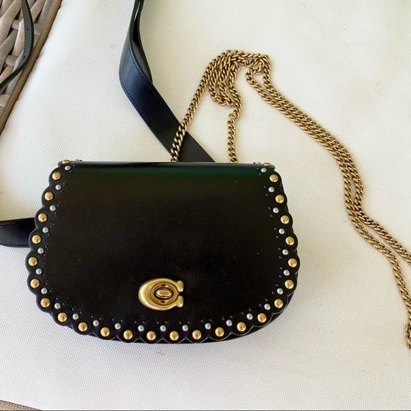 Coach Black Scallop Rivets Saddle Belt Bag EUC - Picture 15 of 16